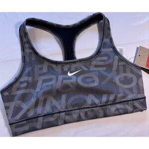Nike Pro Girls Sports Bra L Black/Gray/White Racerback HJ4317-010